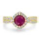 1.22ct Ruby Ring with 0.42tct Diamonds set in 14K Yellow Gold
