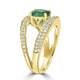 1.41ct Emerald Ring with 0.59tct Diamonds set in 14K Yellow Gold