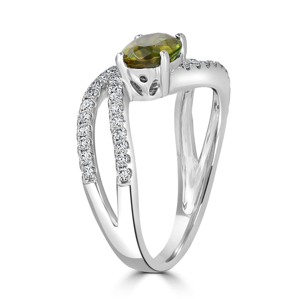 1.69ct Sphene Ring with 0.4tct Diamonds set in 14K White Gold