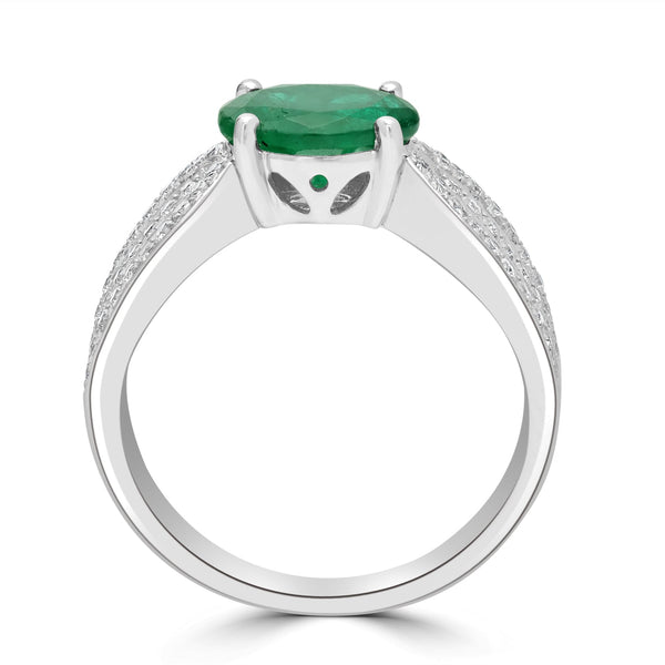 1.39ct Emerald Rings with 0.33tct Diamond set in 14K White Gold
