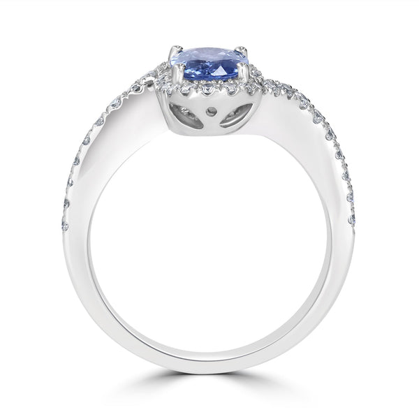 1.15ct Sapphire Ring with 0.38tct Diamonds set in 14K White Gold