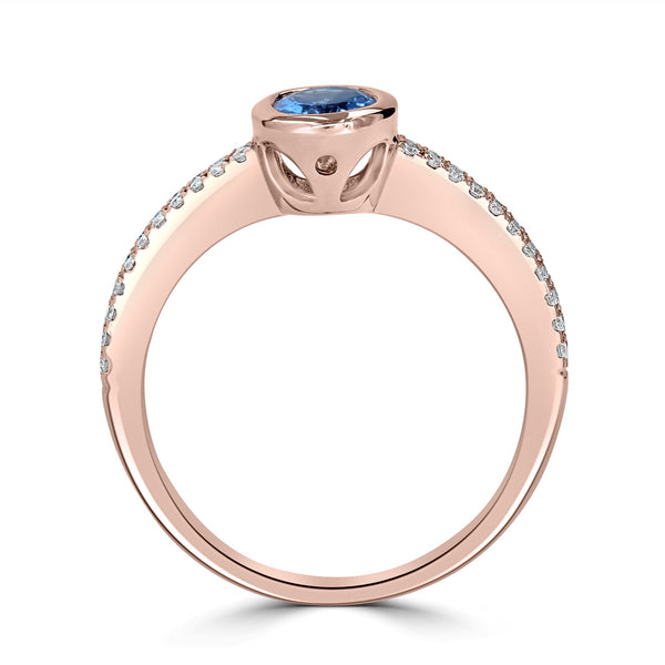0.48ct Aquamarine Ring with 0.21tct Diamonds set in 14K Rose Gold