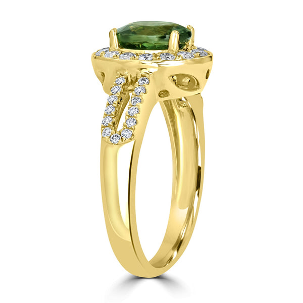 1.67ct Demantoid Garnet Ring with 0.45tct Diamonds set in 14K Yellow Gold