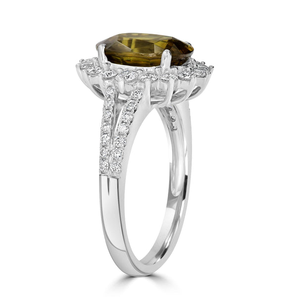 2.95ct Sphene Ring with 0.73tct Diamonds set in 14K White Gold