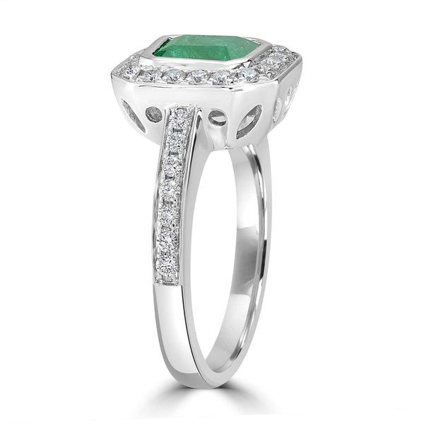 1.55ct Emerald Ring with 0.43tct Diamonds set in 14K White Gold