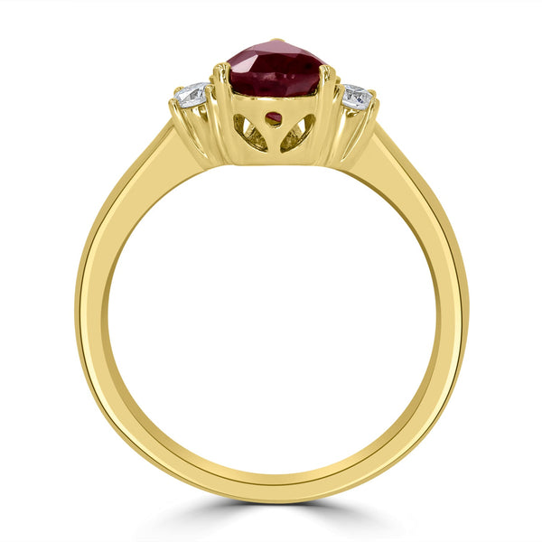 1.52ct Ruby Ring with 0.16tct Diamonds set in 14K Yellow Gold