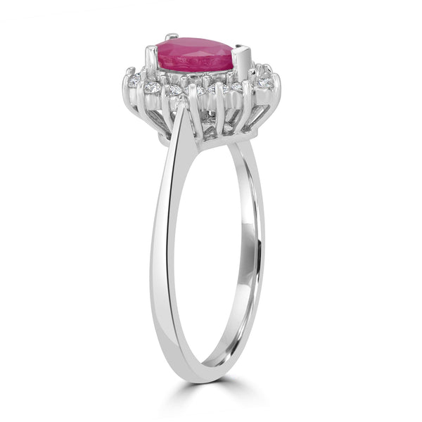 0.67ct Ruby Ring with 0.3tct Diamonds set in 14K White Gold