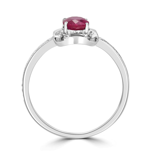 0.79ct Ruby Ring with 0.14tct Diamonds set in 18K White Gold