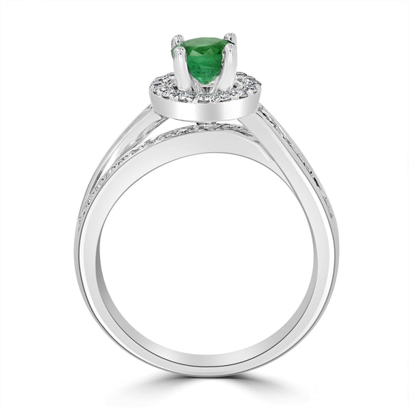 0.5ct Emerald Ring with 0.37tct Diamonds set in 14K White Gold