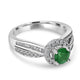 0.5ct Emerald Ring with 0.37tct Diamonds set in 14K White Gold
