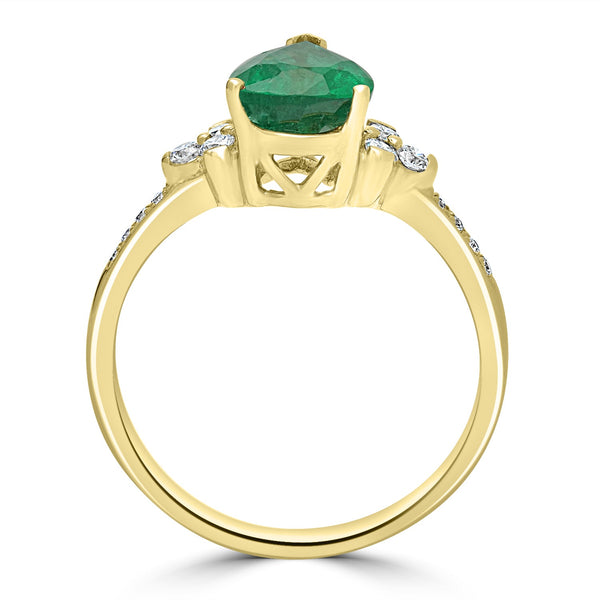 1.58ct Emerald Rings with 0.19tct Diamond set in 14K Yellow Gold