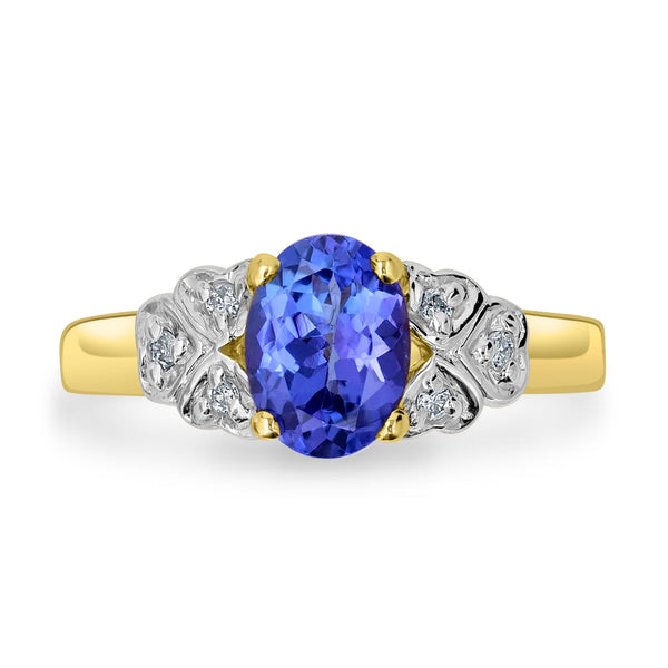 1.05ct Tanzanite Ring with 0.05tct Diamonds set in 14K Two Tone Gold