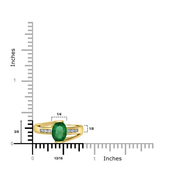 1.02ct Emerald Ring with 0.13tct Diamonds set in 14K Yellow Gold