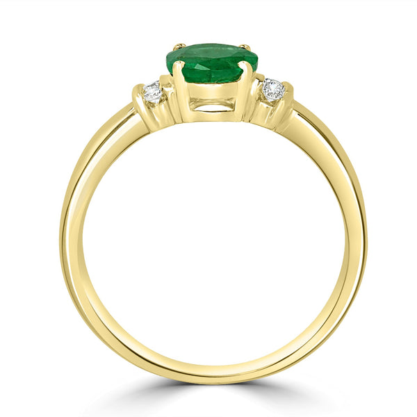 0.96ct Emerald Ring with 0.09tct Diamonds set in 14K Yellow Gold