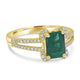 1.53ct Emerald Ring with 0.2tct Diamonds set in 14K Yellow Gold