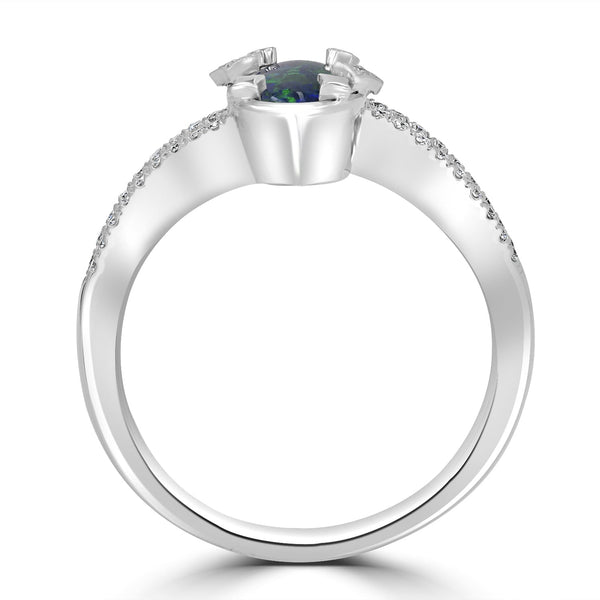 1.34ct Opal Ring with 0.12tct Diamonds set in 14K White Gold