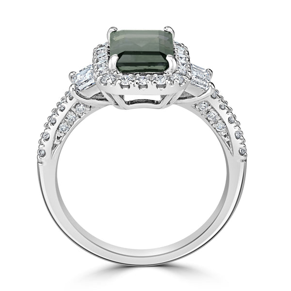1.99ct Alexandrite Ring with 0.75tct Diamonds set in Platinum