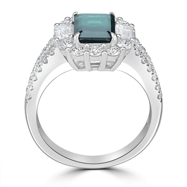 2.12ct Alexandrite Ring with 1.35tct Diamonds set in 18K White Gold