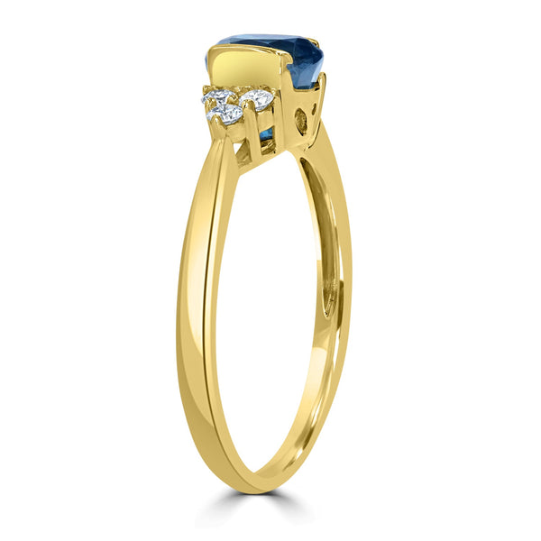 2.55ct Blue Zircon Ring with 0.21tct Diamonds set in 14K Yellow Gold