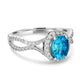 2.25ct Blue Zircon Ring with 0.45tct Diamonds set in 14K White Gold