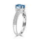 2.33ct Blue Zircon Ring with 0.22tct Diamonds set in 14K White Gold