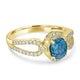 2.14ct Blue Zircon Ring with 0.24tct Diamonds set in 14K Yellow Gold
