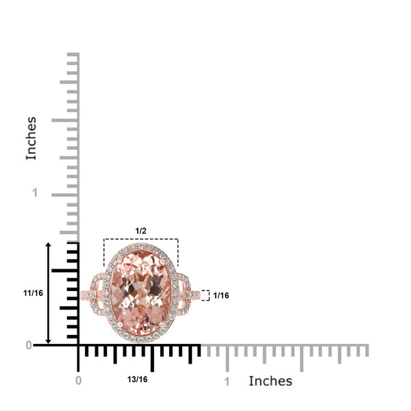 5.69ct Morganite Ring with 0.44tct Diamonds set in 14K Rose Gold