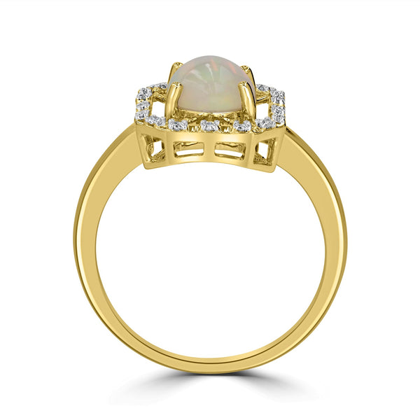1.02ct Opal Ring with 0.07tct Diamonds set in 14K Yellow Gold