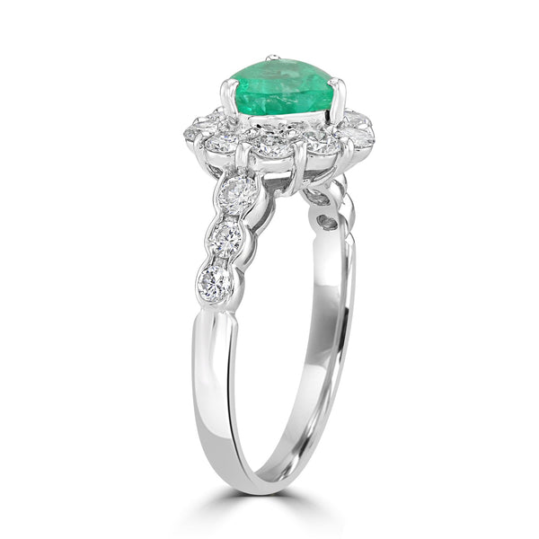 1.35ct Emerald Ring with 1.14tct Diamonds set in Platinum
