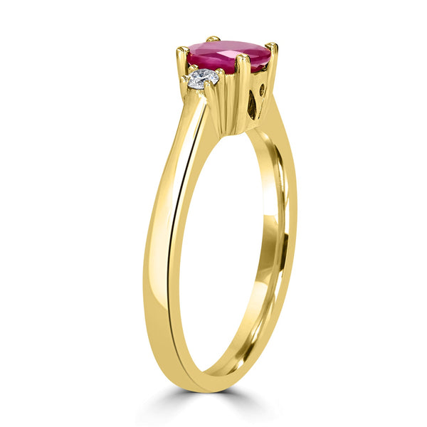 1.04ct Ruby Ring with 0.09tct Diamonds set in 14K Yellow Gold