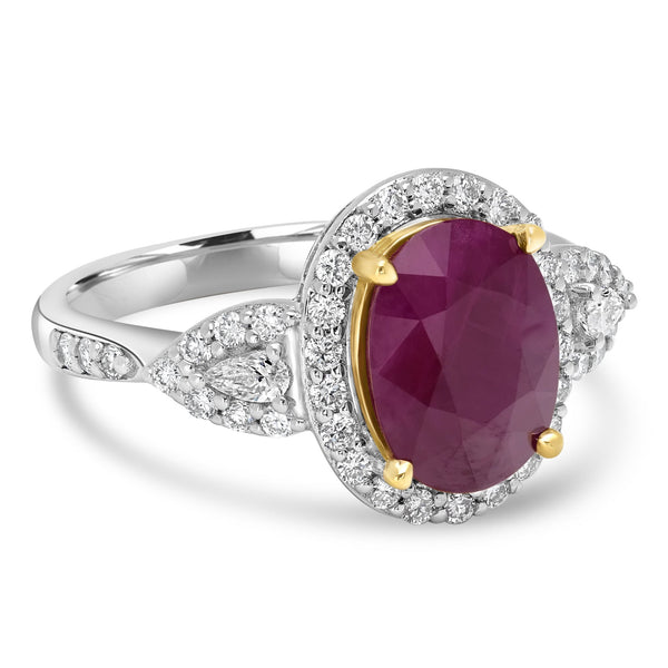2.83ct  Ruby Rings with 0.47tct Diamond set in 18K White Gold