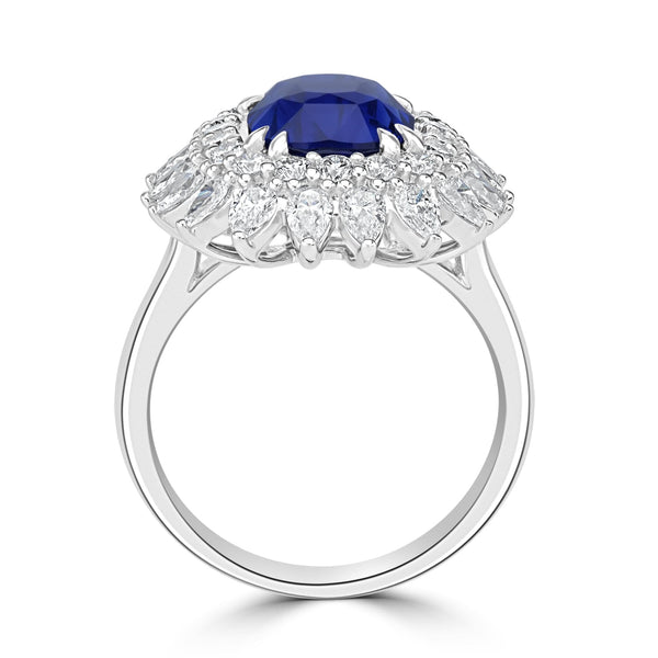 4.91ct Sapphire Ring with 1.68tct Diamonds set in 18K White Gold