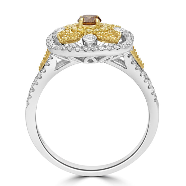 0.21ct Orange Diamond Rings with 0.53tct Diamond set in 14K White Gold