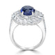 4.91ct Sapphire Ring with 2.38tct Diamonds set in 18K White Gold