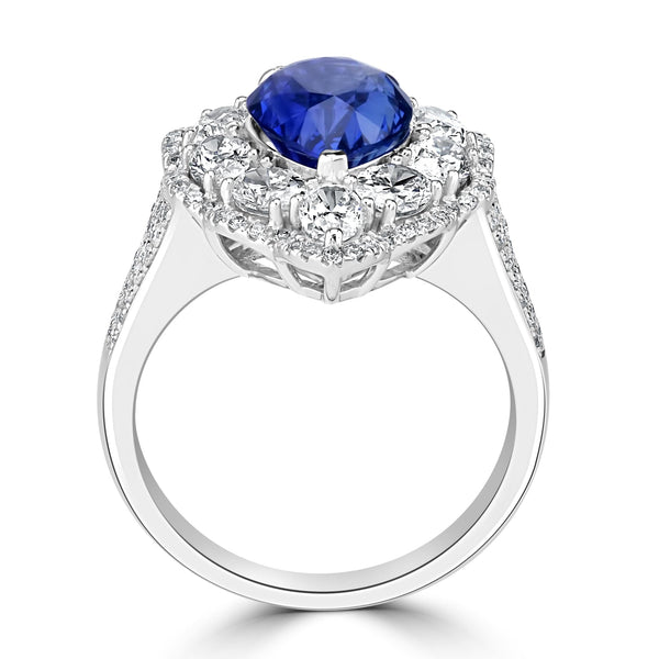 3.51ct Sapphire Ring with 1.81tct Diamonds set in 18K White Gold
