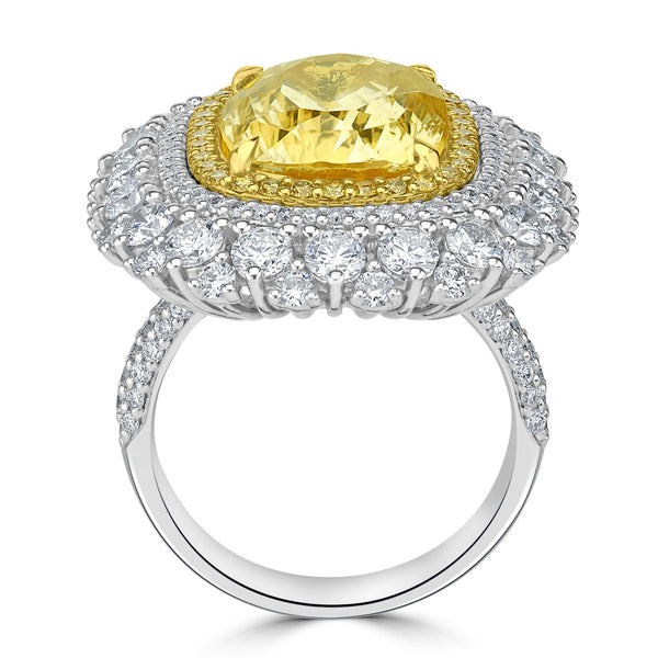 12ct Sapphire Ring with 3.1tct Diamonds set in 18K Two Tone Gold