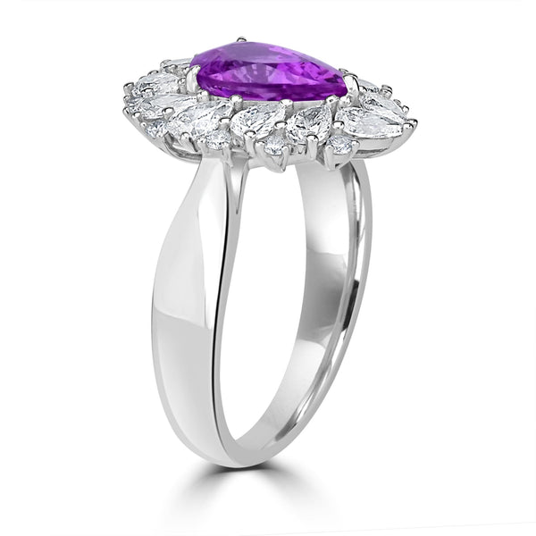 2.16ct Pink Sapphire Ring with 1.37tct Diamonds set in 18K White Gold