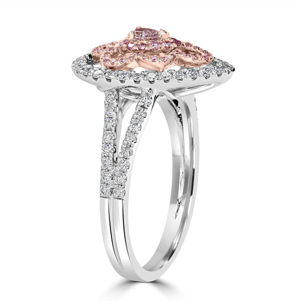 0.1ct Pink Diamond Ring with 0.61tct Diamonds set in 14K Two Tone Gold