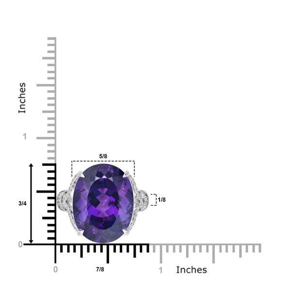 16.84ct Amethyst Rings with 0.42tct Diamond set in 18K White Gold