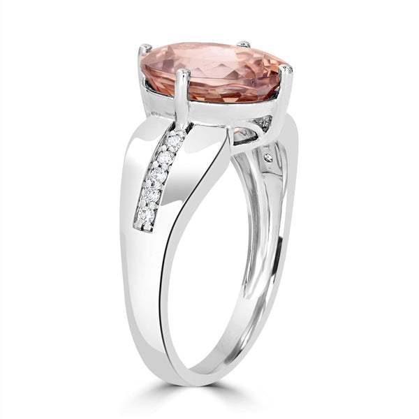 6.98ct Pink Zircon Ring with 0.1tct Diamonds set in 14K White Gold