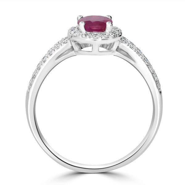 0.76ct Ruby Ring with 0.44tct Diamonds set in 14K White Gold