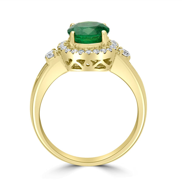 1.6ct Emerald Rings with 0.37tct Diamond set in 14K Yellow Gold
