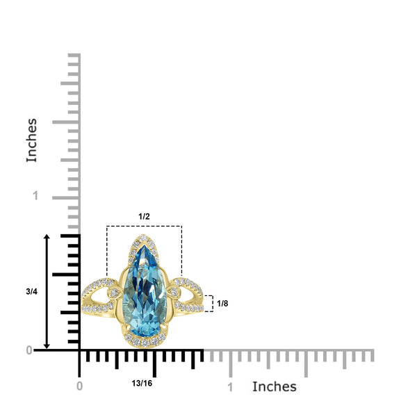 3.46ct Aquamarine Rings with 0.37tct Diamond set in 14K Yellow Gold