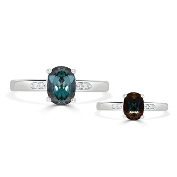 1.5ct Alexandrite Rings with 0.03tct Diamond set in 18K White Gold
