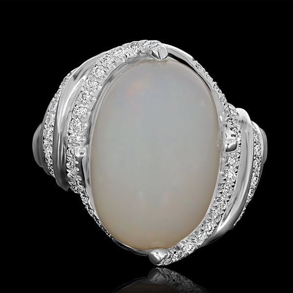 8.05ct Opal Ring with 0.47tct Diamonds set in 14K White Gold
