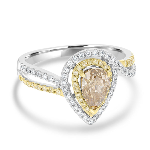 1ct Fancy Ring with 0.38tct Diamonds set in 14K Two Tone Gold