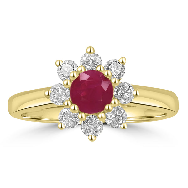 0.64ct Ruby Rings with 0.48tct Diamond set in 14K Yellow Gold