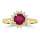 0.91ct Ruby Rings with 0.18tct Diamond set in 14K Yellow Gold