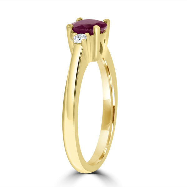0.99ct Ruby Rings with 0.1tct Diamond set in 14K Yellow Gold
