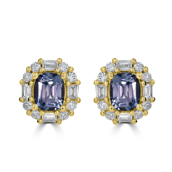 1.09tct Spinel Earring with 0.4tct Diamonds set in 14K Yellow Gold